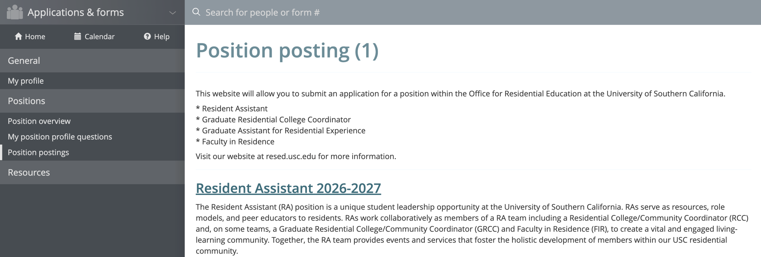 Position Posting Screenshot Scaled - RA Application